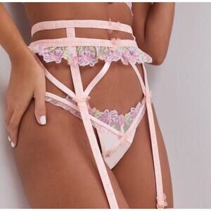 For Love & Lemons April Bloom Floral Lace Garter Belt